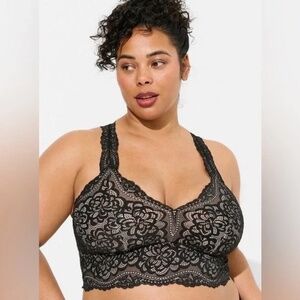Torrid Unlined Lace Solid Racerback Bralette (#156)